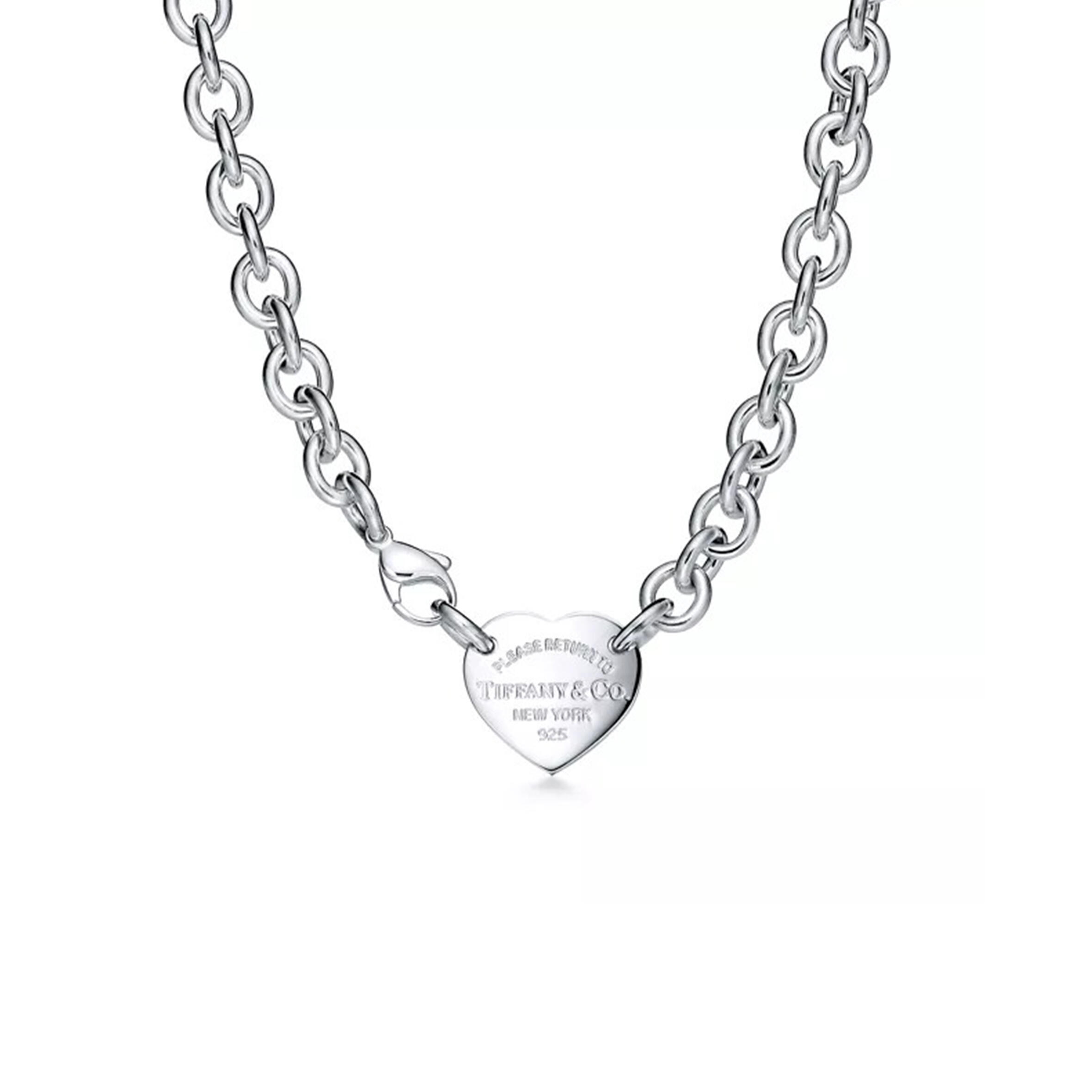 TIFFANY HEART TAG CHAIN LINK CHOKER IN SILVER 19936562